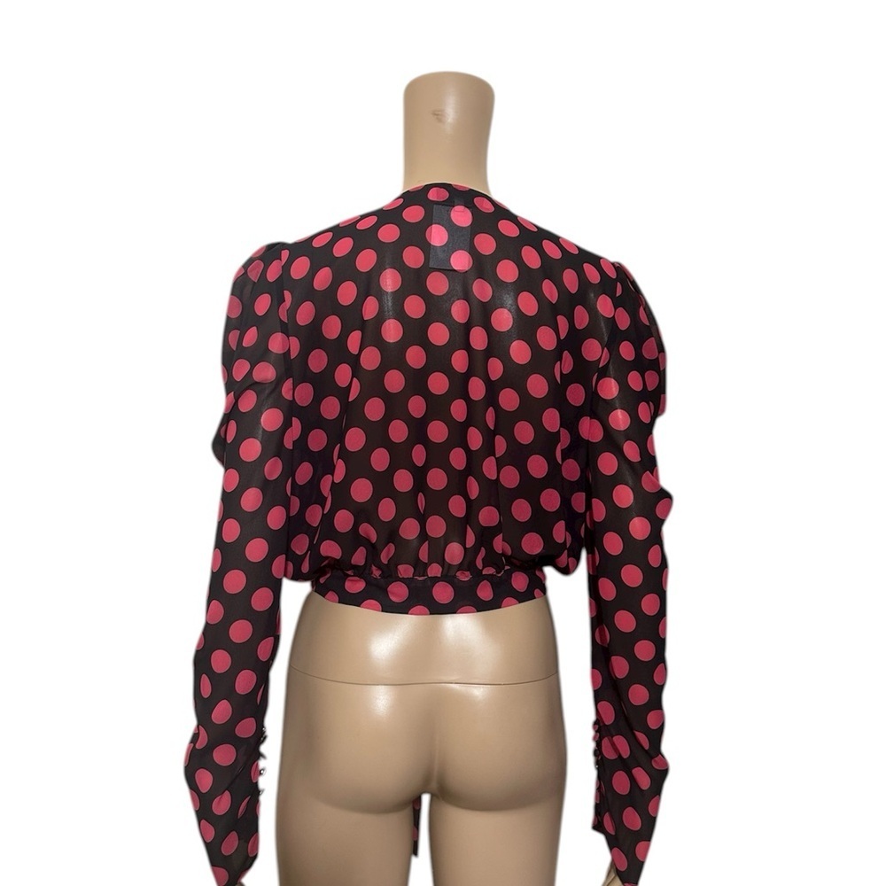 L'Academie Floral polka dot Blouse with Pink Accents - Picture 2 of 5